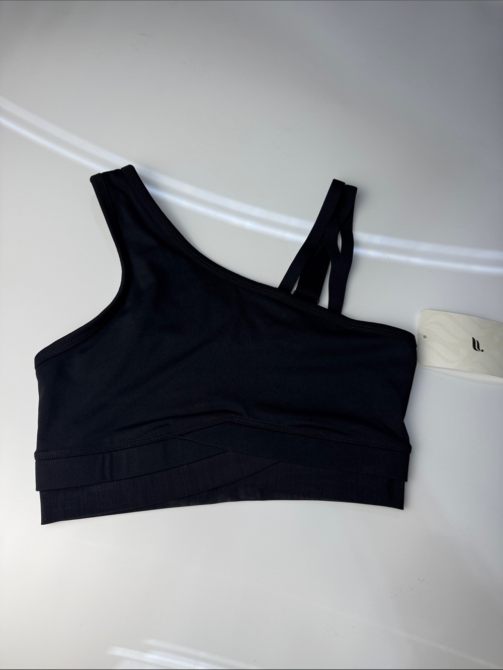 Fabletics Winn Low Impact One-Shoulder Sports Bra - Black Small